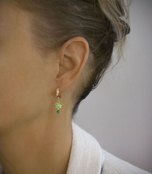 Gold hoop and peridot crystal butterfly earrings