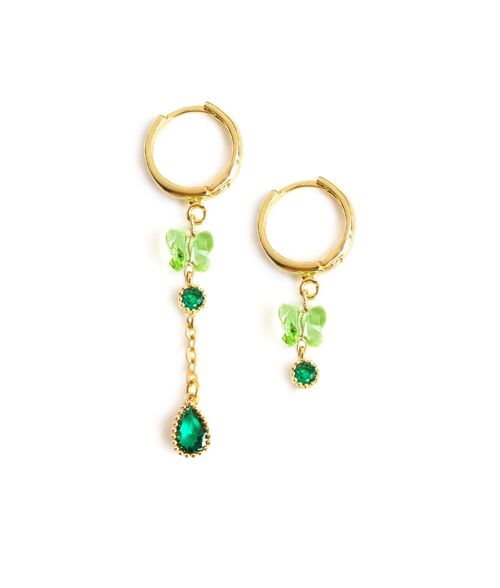 Peridot crystal butterfly hoop earring mix