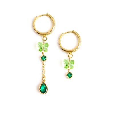 Peridot crystal butterfly hoop earring mix