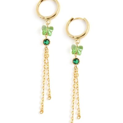 Gold hoop and peridot crystal butterfly earrings