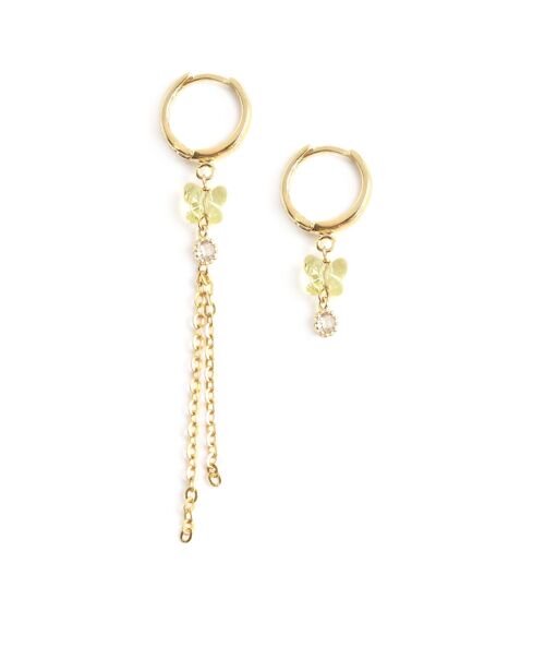 Yellow crystal butterfly hoop earring mix