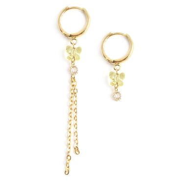 Yellow crystal butterfly hoop earring mix