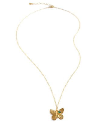 Collier papillon en or avec cristaux Émeraude 2