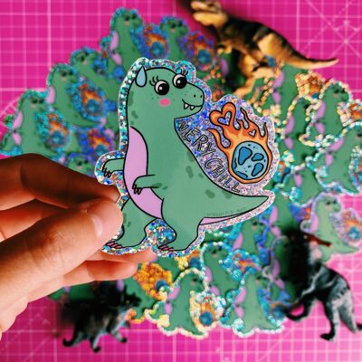 Agender-Dino Die Cut Sticker
