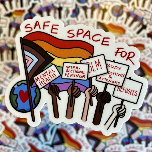 “Safe Space” die cut sticker