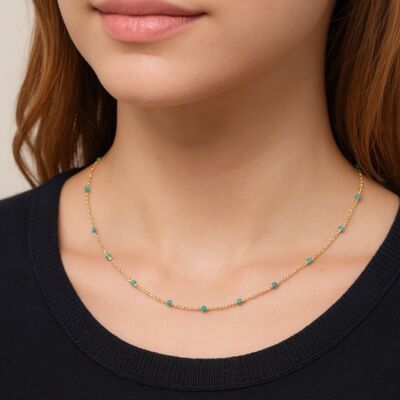 Collier rosaire en acier inoxydable doré et Jade véritable