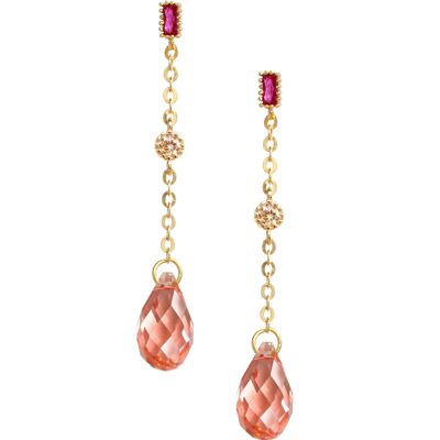 Rose peach crystal drop stud earrings