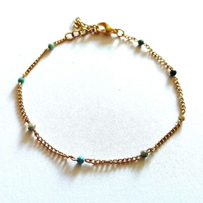 Gold stainless steel and African Turquoise curb bracelet