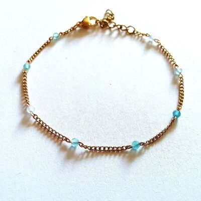 Curb bracelet in gold stainless steel and real Chalcedony