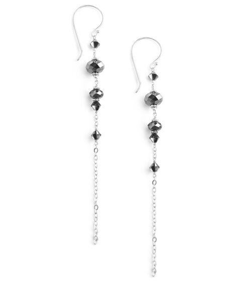 Silver earrings with Black Diamond crystals