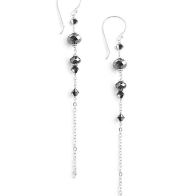 Silver earrings with Black Diamond crystals