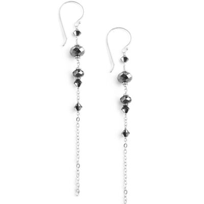 Silver earrings with Black Diamond Swarovski crystals