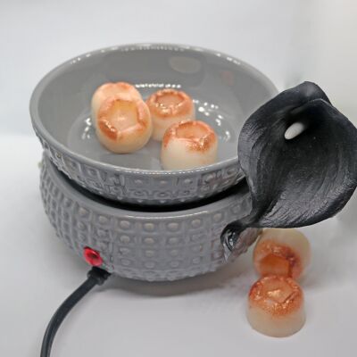 Elektrischer Wachsschmelzer aus grauer Keramik mit Grübchen | Brenner und Kerzenwärmer