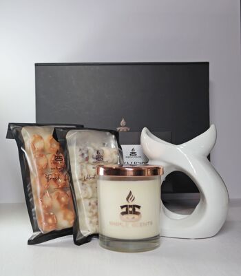 Coffret cadeau bougie, cire fondue et brûleur sérénité Simple Scents Experience 1