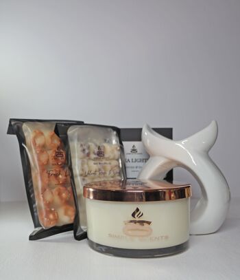 Coffret cadeau bougie, cire fondue et brûleur sérénité Simple Scents Experience 4