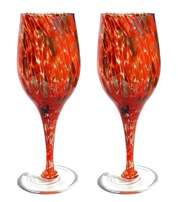 Gobelets à vin en verre soufflé et artisanal "I Colori di Murano" avec aventurine - Verres à vin hauts à pied long - Élégants pour des événements raffinés - Fabriqués en Italie 5