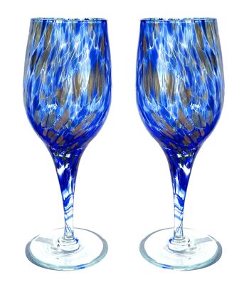 Gobelets à vin en verre soufflé et artisanal "I Colori di Murano" avec aventurine - Verres à vin hauts à pied long - Élégants pour des événements raffinés - Fabriqués en Italie 6