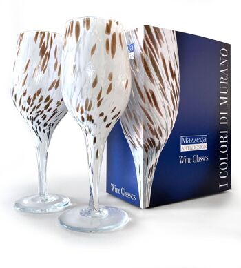 Gobelets à vin en verre soufflé et artisanal "I Colori di Murano" avec aventurine - Verres à vin hauts à pied long - Élégants pour des événements raffinés - Fabriqués en Italie 1