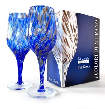 Gobelets à vin en verre soufflé et artisanal "I Colori di Murano" avec aventurine - Verres à vin hauts à pied long - Élégants pour des événements raffinés - Fabriqués en Italie 3