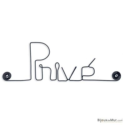 "Privé" metal door plaque - Wall decoration to pin - Wall jewelry