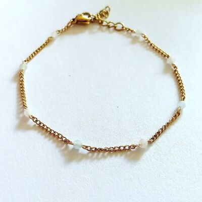 Curb bracelet in gold stainless steel and real Morganite