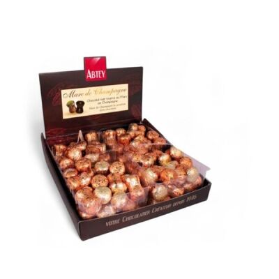 CHOCOLAT NOIR LIQUEUR - Display de 84 bouchons marc de Champagne de 10g