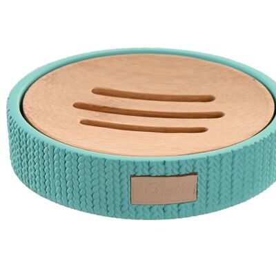 PORTA SAPONE BAMBOO CEMENTO 11X11X2,5 VERDE MENTA OPACO PB203639