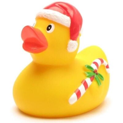 Pato de goma - Pato de Navidad Papá Noel con bastón de caramelo Pato de goma