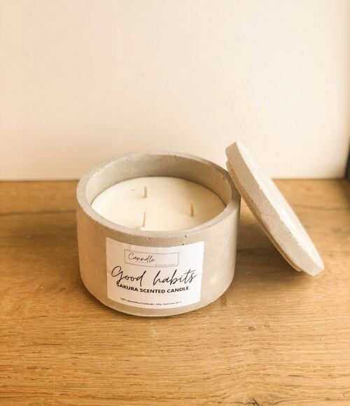 Concrete scented candle | 300g | rapeseed wax | vessel with lid