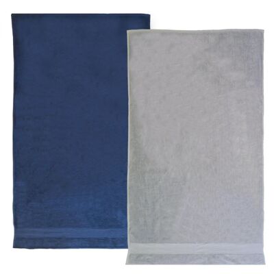 Confezione di eleganti asciugamani in spugna di velluto blu scuro