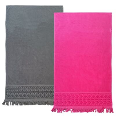 Pack Romance Fuchsia Gray Velor Terry Towels