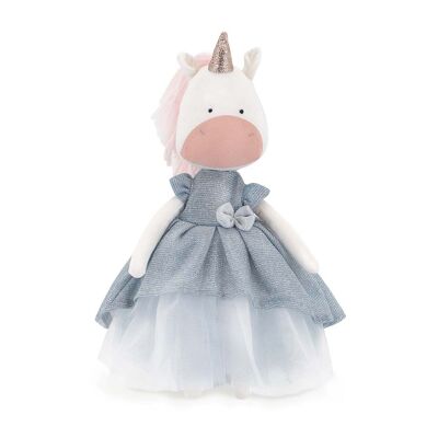 Peluche Daphne la Unicornio: Vestido azul claro