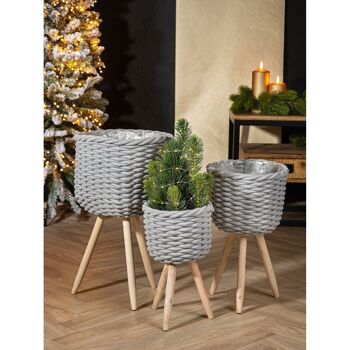 Jardinière décorative coton/bois "Treloni" 2