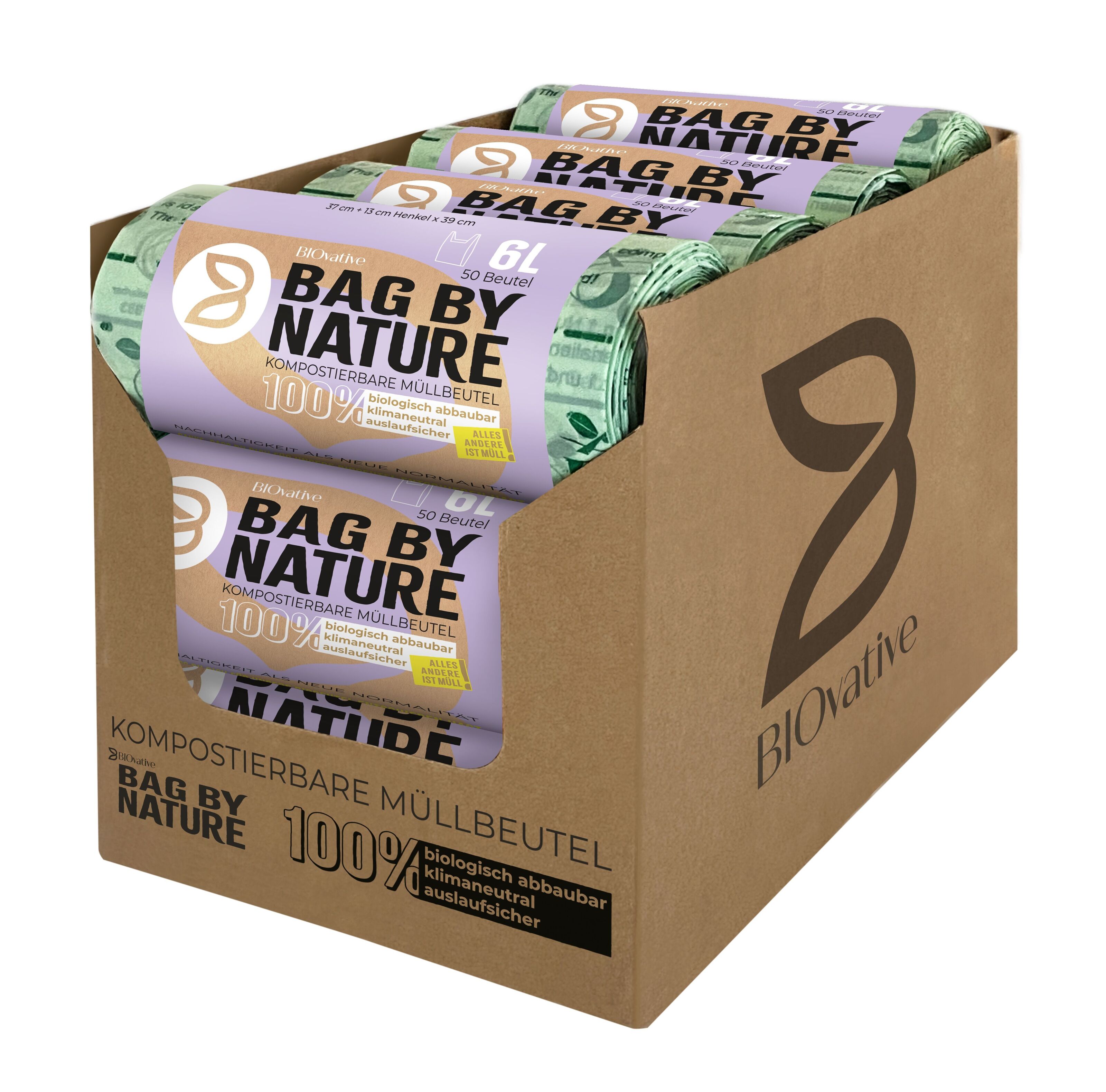 Buy wholesale 6L compostable organic trash bags with handle: 8 rolls in  shelf-ready box, 50 bags per roll