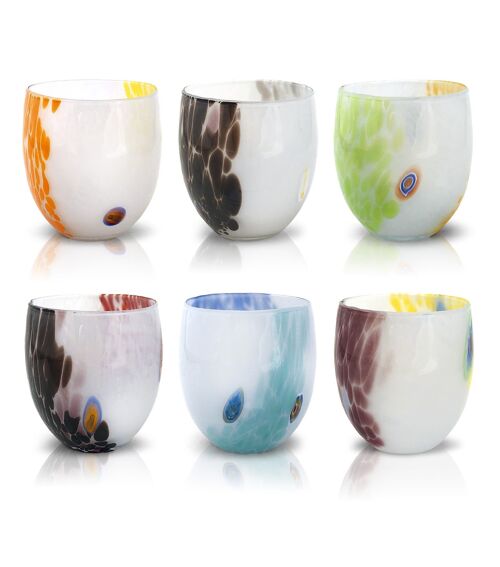6 Bicchieri in Vetro “I Colori di Murano”. ACQUA-LIGHT