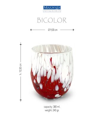 6 verres à eau en verre BICOLORE « I Colori di Murano » 2