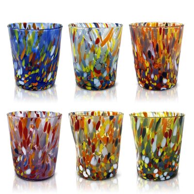 6 Vasos de Cristal "Los Colores de Murano". TUMBLE-CLÁSICO