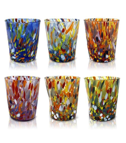 6 Bicchieri in Vetro “I Colori di Murano”. TUMBLE-CLASSIC