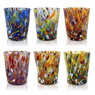 6 Glass Glasses "The Colors of Murano". TUMBLE-CLASSIC