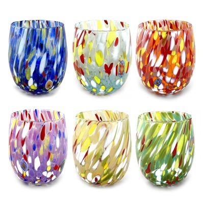 6 “I Colori di Murano” COLOMBINA glass water glasses