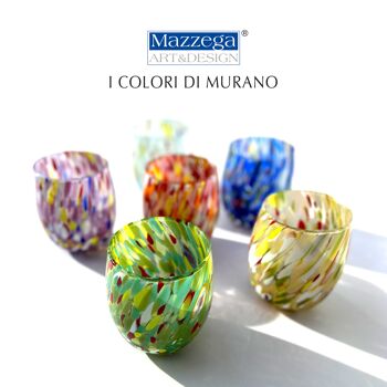 6 Verres à Eau en Verre "I Colori di Murano" COLOMBINA 10