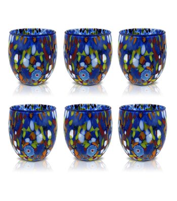 6 Verres en Verre "Les Couleurs de Murano". EAU-CLASSIQUE 20