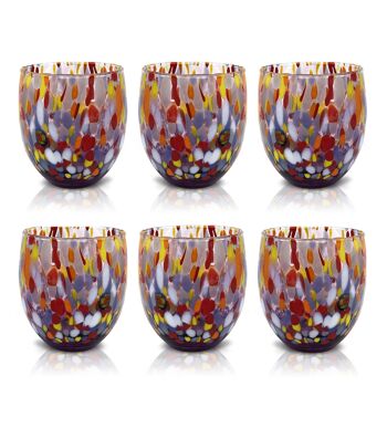 6 Verres en Verre "Les Couleurs de Murano". EAU-CLASSIQUE 23