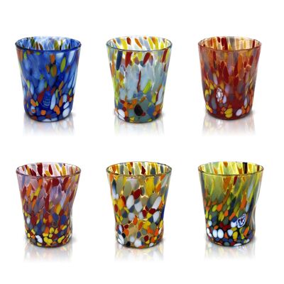 6 Kaffeegläser aus Glas KLASSE „Die Farben von Murano“.