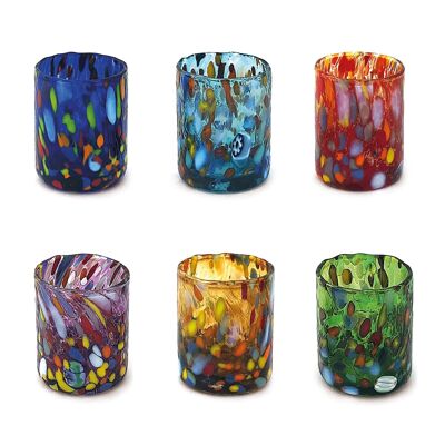 SHOT Tequila Glasses in Blown and Handmade Glass with Murano Murrine The Colors of Murano Model SHOT 70 ml. Made in Italy