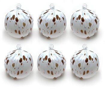Boules de Noël en verre « I Colori di Murano », pack de 6 grandes boules de verre soufflées colorées, fabriquées à la main, décorations de Noël pour le sapin de Noël avec anneau de suspension Ø 9 cm. Aventurine 1