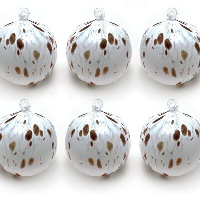 “I Colori di Murano” glass Christmas balls, pack of 6 large colored blown glass balls, handcrafted, Christmas decorations for the Christmas tree with hanging ring Ø 9 cm. Aventurine
