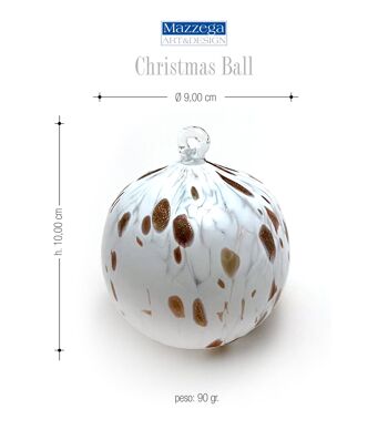 Boules de Noël en verre « I Colori di Murano », pack de 6 grandes boules de verre soufflées colorées, fabriquées à la main, décorations de Noël pour le sapin de Noël avec anneau de suspension Ø 9 cm. Aventurine 3