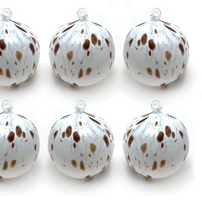Bolas navideñas de cristal “I Colori di Murano”, paquete de 6 grandes bolas de vidrio soplado de colores, hechas a mano, adornos navideños para el árbol de Navidad con anilla para colgar Ø 9 cm. Venturina