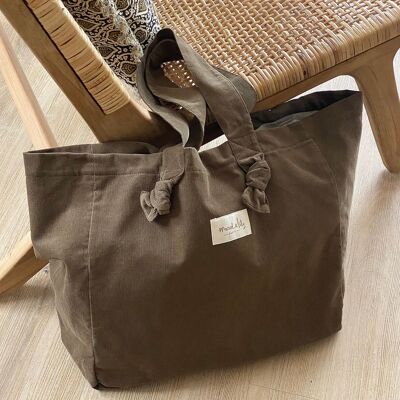 Velvet shopping bag - Khaki